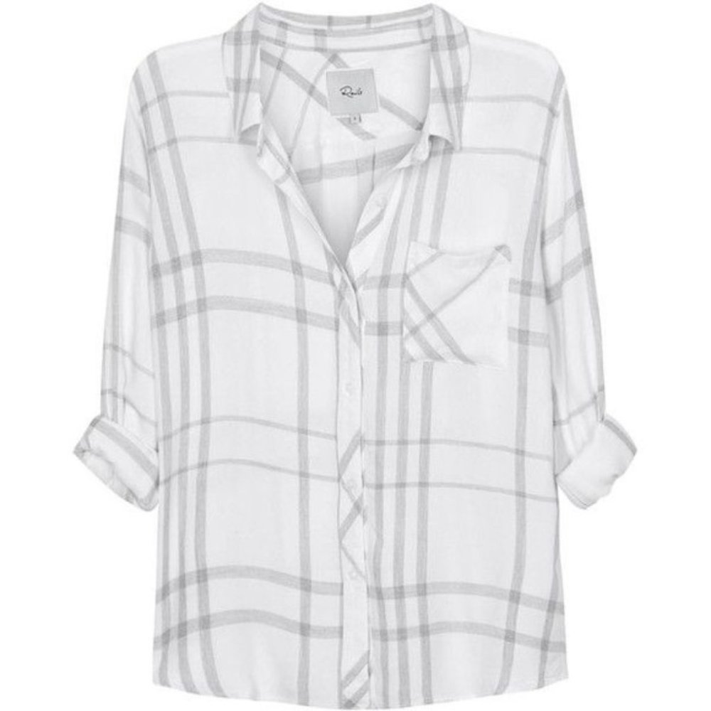 Rails Hunter Plaid White & Gray Button Down - SZ S